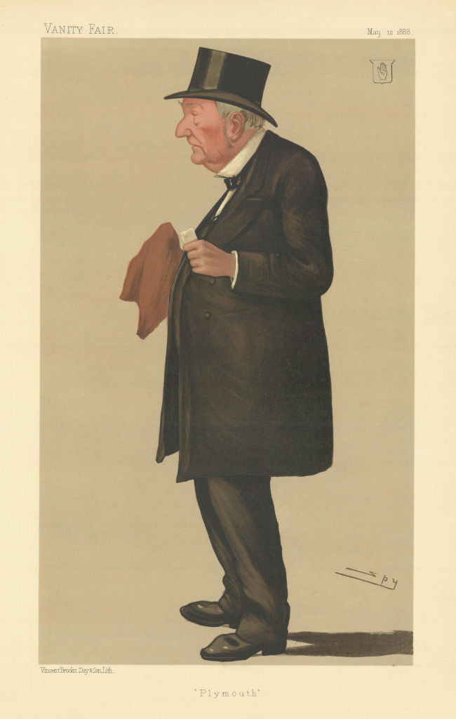 VANITY FAIR SPY CARTOON Sir Edward Bates 'Plymouth' MP. Shipping 1888 print